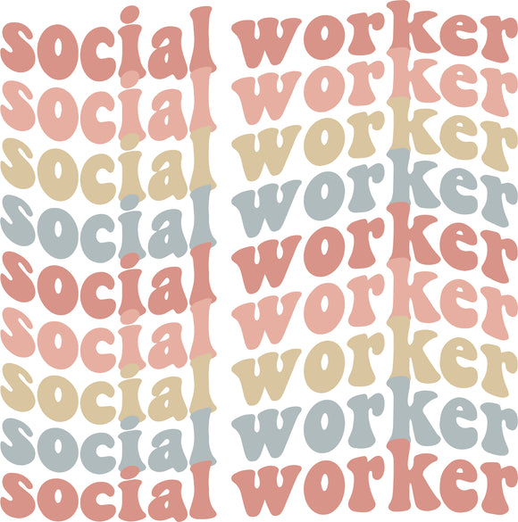 Social Worker Stacked Wavy Text Design